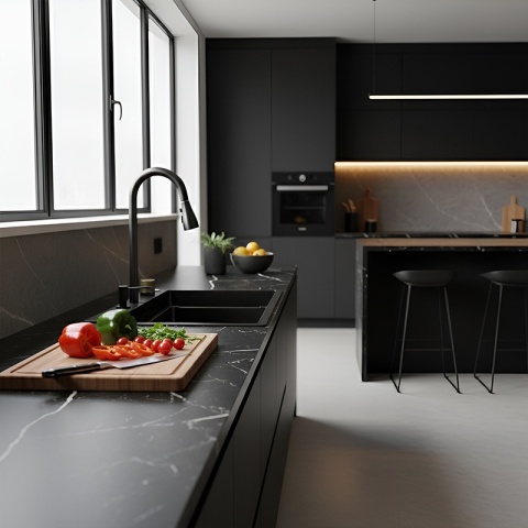 ZLEWOZMYWAK JEDNOKOMOROWY WIELOFUNKCYJNY ALFA 68X45 CZARNY ZLEW KUCHENNY