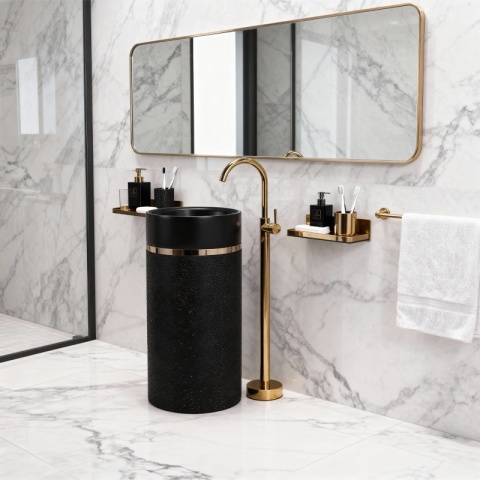 UMYWALKA WOLNOSTOJĄCA CERAMICZNA OKRĄGŁA SCOT1-BL-WOF-860 40x86 CM CZARNA