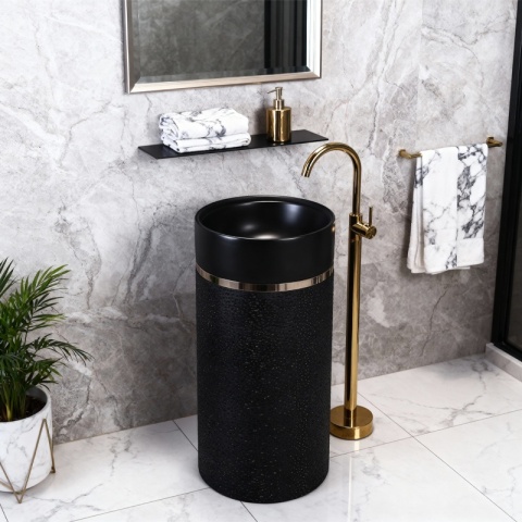 UMYWALKA WOLNOSTOJĄCA CERAMICZNA OKRĄGŁA SCOT1-BL-WOF-860 40x86 CM CZARNA