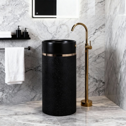 UMYWALKA WOLNOSTOJĄCA CERAMICZNA OKRĄGŁA SCOT1-BL-WOF-860 40x86 CM CZARNA