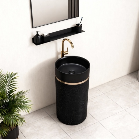 UMYWALKA WOLNOSTOJĄCA CERAMICZNA OKRĄGŁA SCOT1-BL-WOF-860 40x86 CM CZARNA