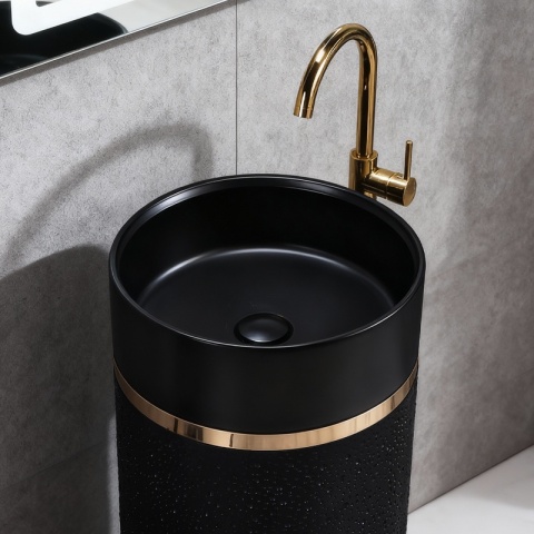 UMYWALKA WOLNOSTOJĄCA CERAMICZNA OKRĄGŁA SCOT1-BL-WOF-860 40x86 CM CZARNA