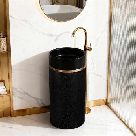 UMYWALKA WOLNOSTOJĄCA CERAMICZNA OKRĄGŁA SCOT1-BL-WOF-860 40x86 CM CZARNA