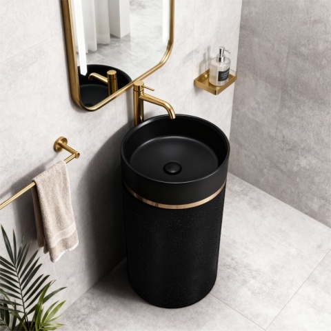 UMYWALKA WOLNOSTOJĄCA CERAMICZNA OKRĄGŁA SCOT1-BL-WOF-860 40x86 CM CZARNA