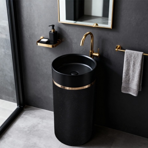 UMYWALKA WOLNOSTOJĄCA CERAMICZNA OKRĄGŁA SCOT1-BL-WOF-860 40x86 CM CZARNA