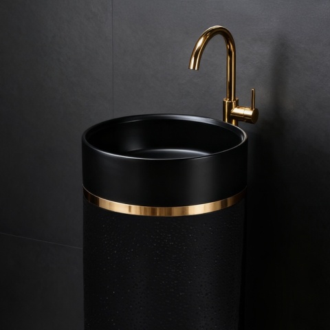 UMYWALKA WOLNOSTOJĄCA CERAMICZNA OKRĄGŁA SCOT1-BL-WOF-860 40x86 CM CZARNA