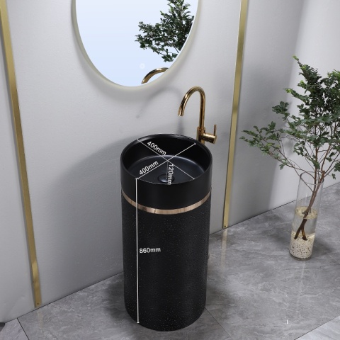 UMYWALKA WOLNOSTOJĄCA CERAMICZNA OKRĄGŁA SCOT1-BL-WOF-860 40x86 CM CZARNA