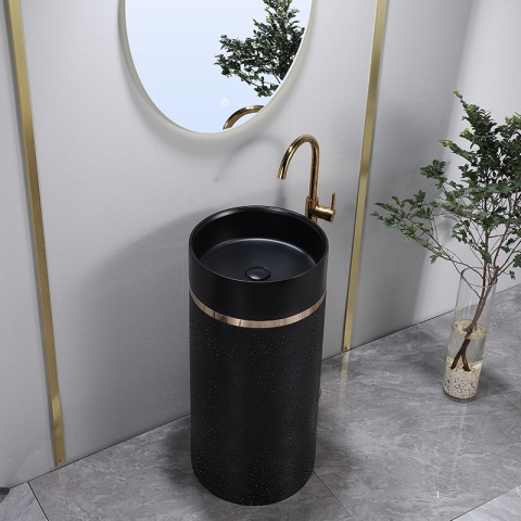 UMYWALKA WOLNOSTOJĄCA CERAMICZNA OKRĄGŁA SCOT1-BL-WOF-860 40x86 CM CZARNA