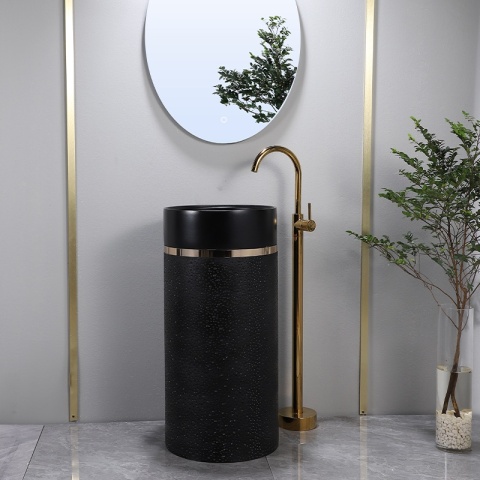 UMYWALKA WOLNOSTOJĄCA CERAMICZNA OKRĄGŁA SCOT1-BL-WOF-860 40x86 CM CZARNA