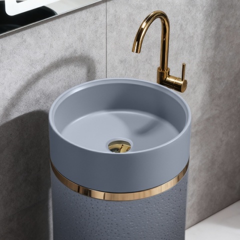 UMYWALKA WOLNOSTOJĄCA CERAMICZNA OKRĄGŁA SCOT1-GR-WOF-860 40x86 CM SZARA