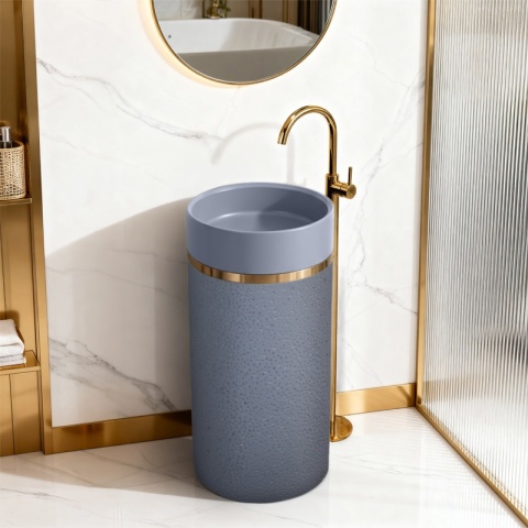 UMYWALKA WOLNOSTOJĄCA CERAMICZNA OKRĄGŁA SCOT1-GR-WOF-860 40x86 CM SZARA