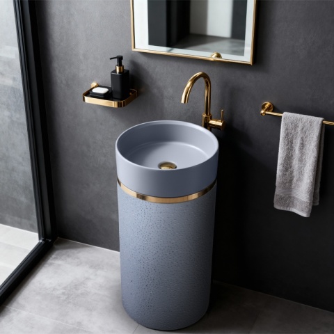 UMYWALKA WOLNOSTOJĄCA CERAMICZNA OKRĄGŁA SCOT1-GR-WOF-860 40x86 CM SZARA