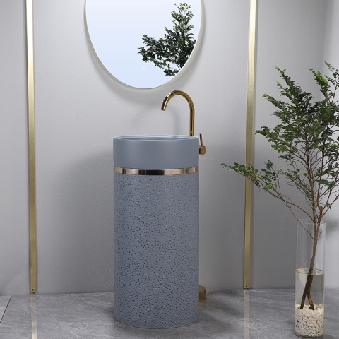 UMYWALKA WOLNOSTOJĄCA CERAMICZNA OKRĄGŁA SCOT1-GR-WOF-860 40x86 CM SZARA