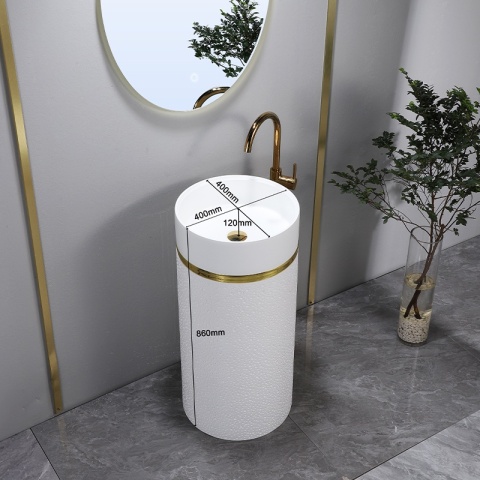 UMYWALKA WOLNOSTOJĄCA CERAMICZNA OKRĄGŁA SCOT1-WH-WOF-860 40x86 CM BIAŁA