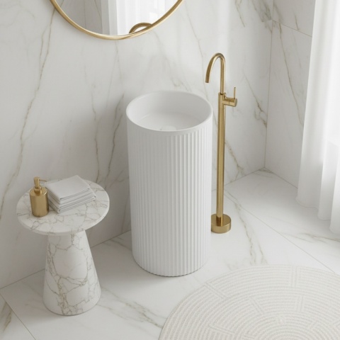 UMYWALKA WOLNOSTOJĄCA CERAMICZNA OKRĄGŁA SCOT3-WH-WOF-860 40x86 CM BIAŁA