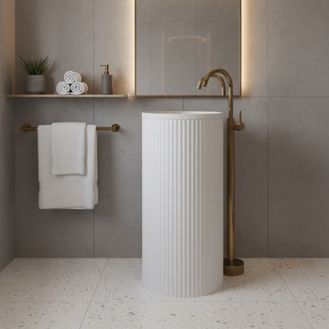 UMYWALKA WOLNOSTOJĄCA CERAMICZNA OKRĄGŁA SCOT3-WH-WOF-860 40x86 CM BIAŁA