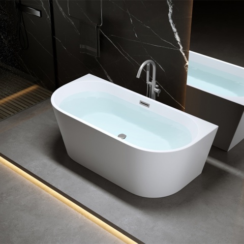 WANNA PRZYŚCIENNA LENA2 527C2 BIAŁA PRZELEW SZCZOTKOWANA STAL 160x80 CM