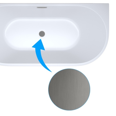 WANNA PRZYŚCIENNA LENA2 527C2 BIAŁA PRZELEW SZCZOTKOWANA STAL 160x80 CM