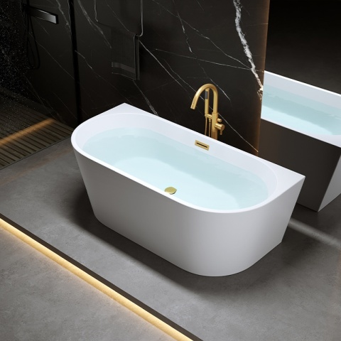 WANNA PRZYŚCIENNA LENA2 527C2 BIAŁA PRZELEW ZŁOTY SZCZOTKOWANY 160x80 CM