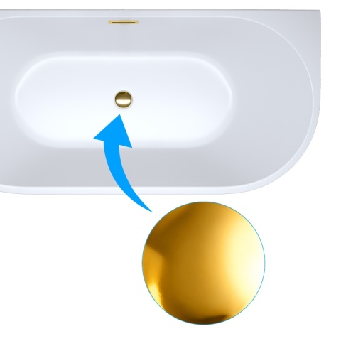 WANNA WOLNOSTOJĄCA PRZYŚCIENNA LENA 527B BIAŁA PRZELEW ZŁOTY 150x75 CM