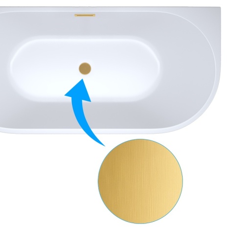 WANNA WOLNOSTOJĄCA PRZYŚCIENNA LENA 527D BIAŁA PRZELEW ZŁOTY SZCZOTKOWANY 170x75 CM