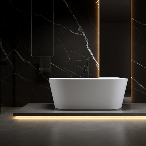 WANNA WOLNOSTOJĄCA PRZYŚCIENNA LENA2 527C2 BIAŁA PRZELEW CZARNY 160x80 CM