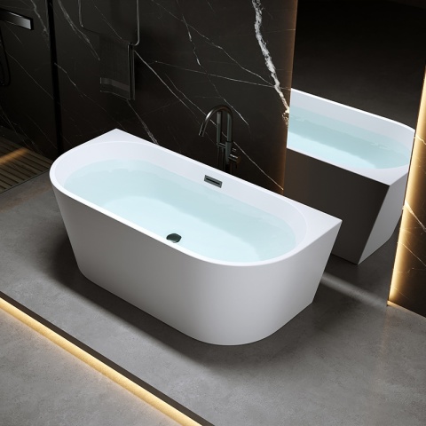 WANNA WOLNOSTOJĄCA PRZYŚCIENNA LENA2 527C2 BIAŁA PRZELEW CZARNY 160x80 CM