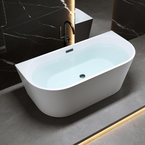 WANNA WOLNOSTOJĄCA PRZYŚCIENNA LENA2 527C2 BIAŁA PRZELEW CZARNY 160x80 CM