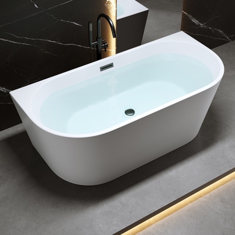 WANNA WOLNOSTOJĄCA PRZYŚCIENNA LENA2 527C2 BIAŁA PRZELEW CZARNY 160x80 CM