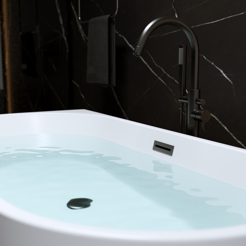 WANNA WOLNOSTOJĄCA PRZYŚCIENNA LENA2 527C2 BIAŁA PRZELEW CZARNY 160x80 CM