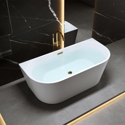 WANNA WOLNOSTOJĄCA PRZYŚCIENNA LENA2 527C2 BIAŁA PRZELEW ZŁOTY 160x80 CM