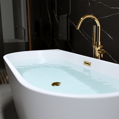 WANNA WOLNOSTOJĄCA PRZYŚCIENNA LENA2 527C2 BIAŁA PRZELEW ZŁOTY 160x80 CM