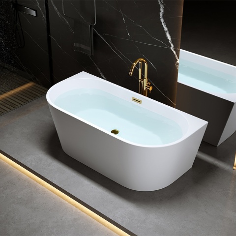 WANNA WOLNOSTOJĄCA PRZYŚCIENNA LENA2 527C2 BIAŁA PRZELEW ZŁOTY 160x80 CM