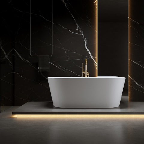 WANNA WOLNOSTOJĄCA PRZYŚCIENNA LENA2 527C2 BIAŁA PRZELEW ZŁOTY 160x80 CM