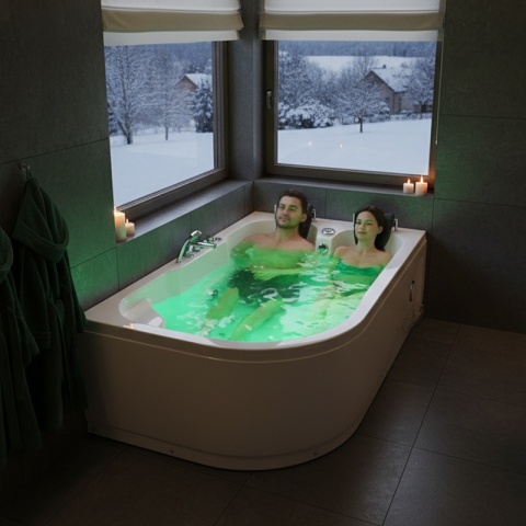 WANNA Z HYDROMASAŻEM CARMEN 631L LEWA BIAŁA 180x120 CM