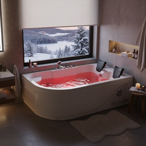 WANNA Z HYDROMASAŻEM CARMEN 631L LEWA BIAŁA 180x120 CM