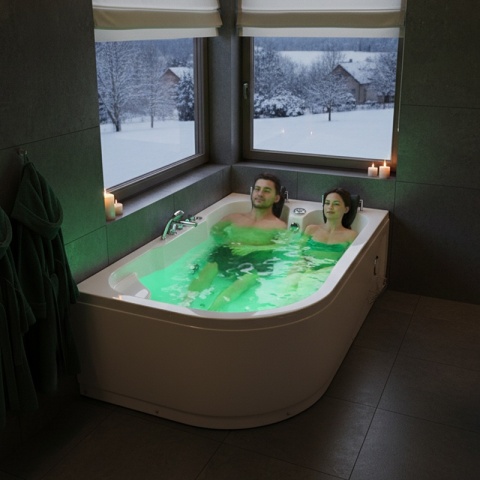 WANNA Z HYDROMASAŻEM Z PODGRZEWACZEM CARMEN 631LH LEWA BIAŁA 180x120 CM