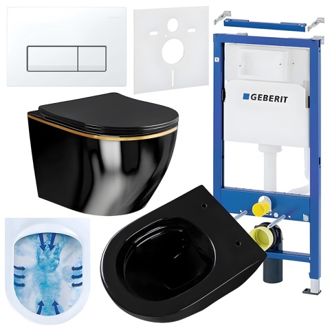 ZESTAW PODTYNKOWY WC STELAŻ GEBERIT DUOFIX MISKA MIZU-BL-GL-RIM-03 PRZYCISK DELTA 50 BIAŁY