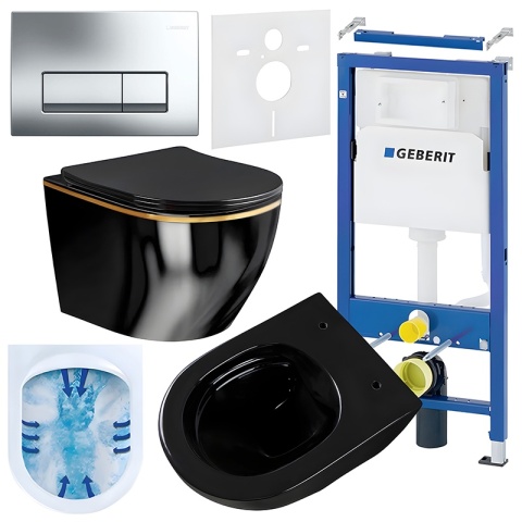 ZESTAW PODTYNKOWY WC STELAŻ GEBERIT DUOFIX MISKA MIZU-BL-GL-RIM-03 PRZYCISK DELTA 50 CHROM