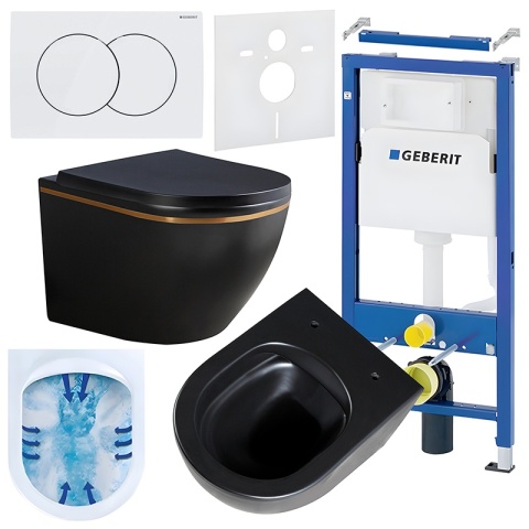 ZESTAW PODTYNKOWY WC STELAŻ GEBERIT DUOFIX MISKA PEAK-MTB-GL-RIM-02 PRZYCISK DELTA 01 BIAŁY