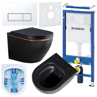 ZESTAW PODTYNKOWY WC STELAŻ GEBERIT DUOFIX MISKA PEAK-MTB-GL-RIM-02 PRZYCISK DELTA 50 BIAŁY