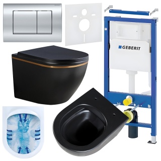 ZESTAW PODTYNKOWY WC STELAŻ GEBERIT DUOFIX MISKA PEAK-MTB-GL-RIM-02 PRZYCISK DELTA 30 CHROM