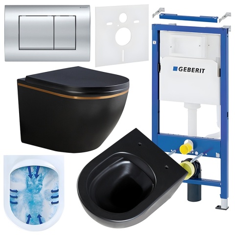 ZESTAW PODTYNKOWY WC STELAŻ GEBERIT DUOFIX MISKA PEAK-MTB-GL-RIM-02 PRZYCISK DELTA 30 CHROM