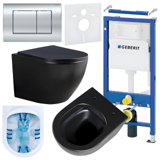 ZESTAW PODTYNKOWY WC STELAŻ GEBERIT DUOFIX MISKA PEAK-MTB-RIM-02 PRZYCISK DELTA 30 CHROM