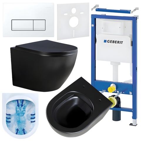 ZESTAW PODTYNKOWY WC STELAŻ GEBERIT DUOFIX MISKA PEAK-MTB-RIM-02 PRZYCISK DELTA 50 BIAŁY