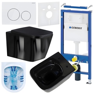 ZESTAW PODTYNKOWY WC STELAŻ GEBERIT DUOFIX MISKA RAIN-BL-RIM-03 PRZYCISK DELTA 20 BIAŁY