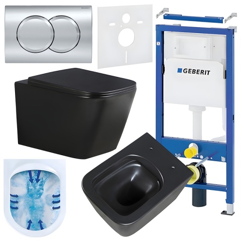 ZESTAW PODTYNKOWY WC STELAŻ GEBERIT DUOFIX MISKA RAIN-MTB-RIM-03 PRZYCISK DELTA 01 CHROM