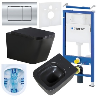 ZESTAW PODTYNKOWY WC STELAŻ GEBERIT DUOFIX MISKA RAIN-MTB-RIM-03 PRZYCISK DELTA 30 CHROM
