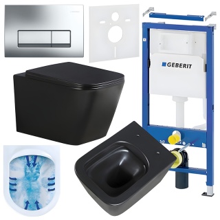 ZESTAW PODTYNKOWY WC STELAŻ GEBERIT DUOFIX MISKA RAIN-MTB-RIM-03 PRZYCISK DELTA 50 CHROM