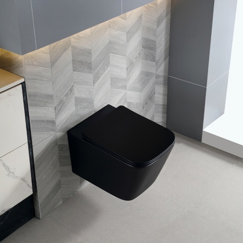 ZESTAW PODTYNKOWY WC STELAŻ GEBERIT DUOFIX MISKA RAIN-MTB-RIM-03 PRZYCISK DELTA 50 CZARNY POŁYSK